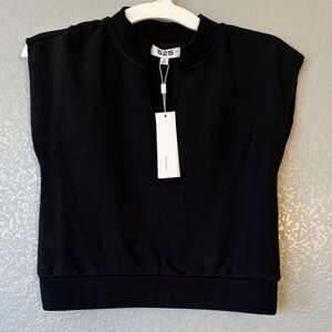 525 America Black Sleeveless Sweatshirt Top